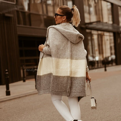 Dames Cardigan Jas Colorblock Hoodie Zacht