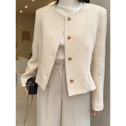 Korte Wol Blazer Dames Elegant en Warm