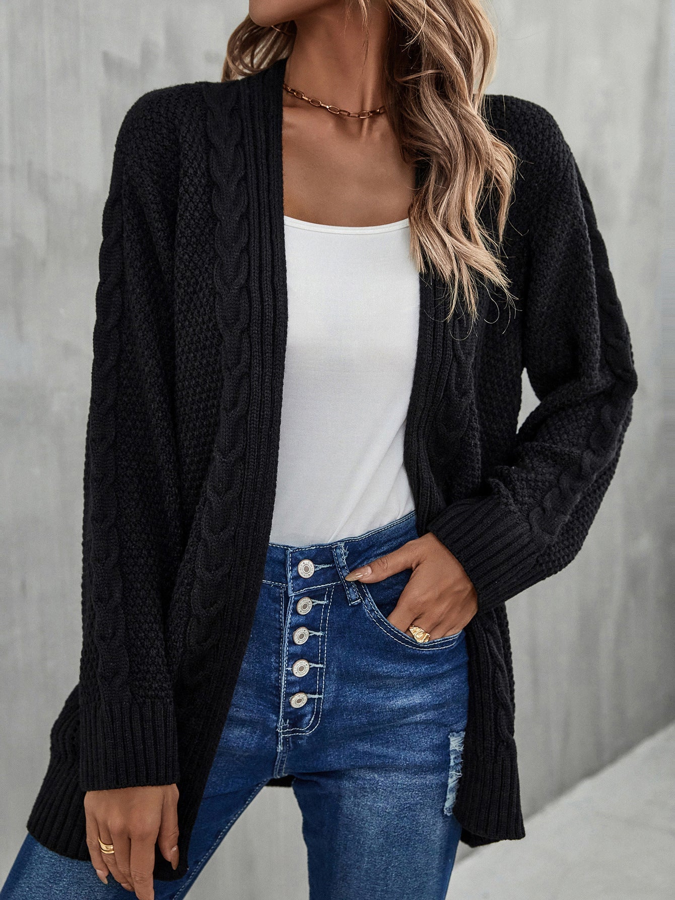 Dames Gebreide Vest met Kabelpatroon Warm en Stijlvol - Mode Vibes