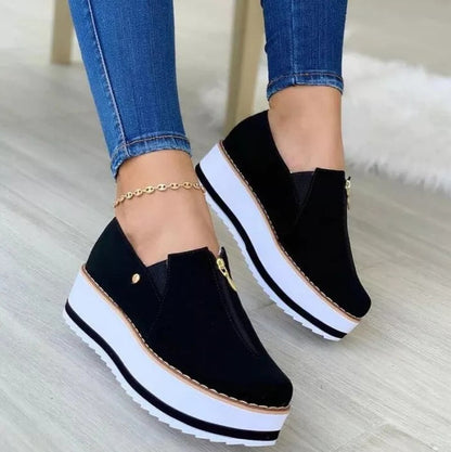 Dames Instappers met Rits en Plateauzool Trendy Schoenen - Mode Vibes