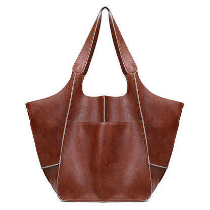 Dames Grote Faux Leren Schoudertas Vintage Stijl