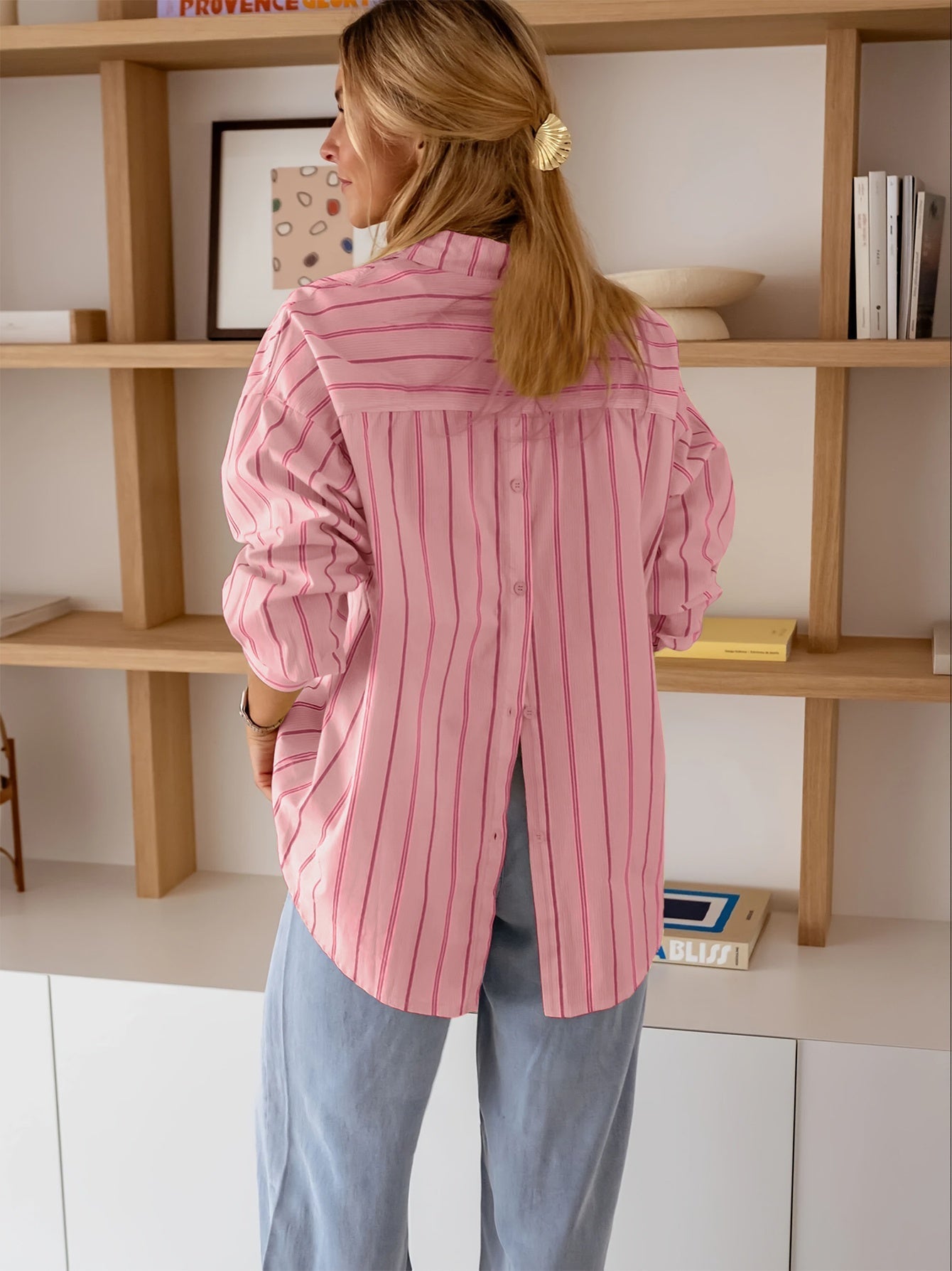 Dames Blouse Katoen Gestreept Regular Fit