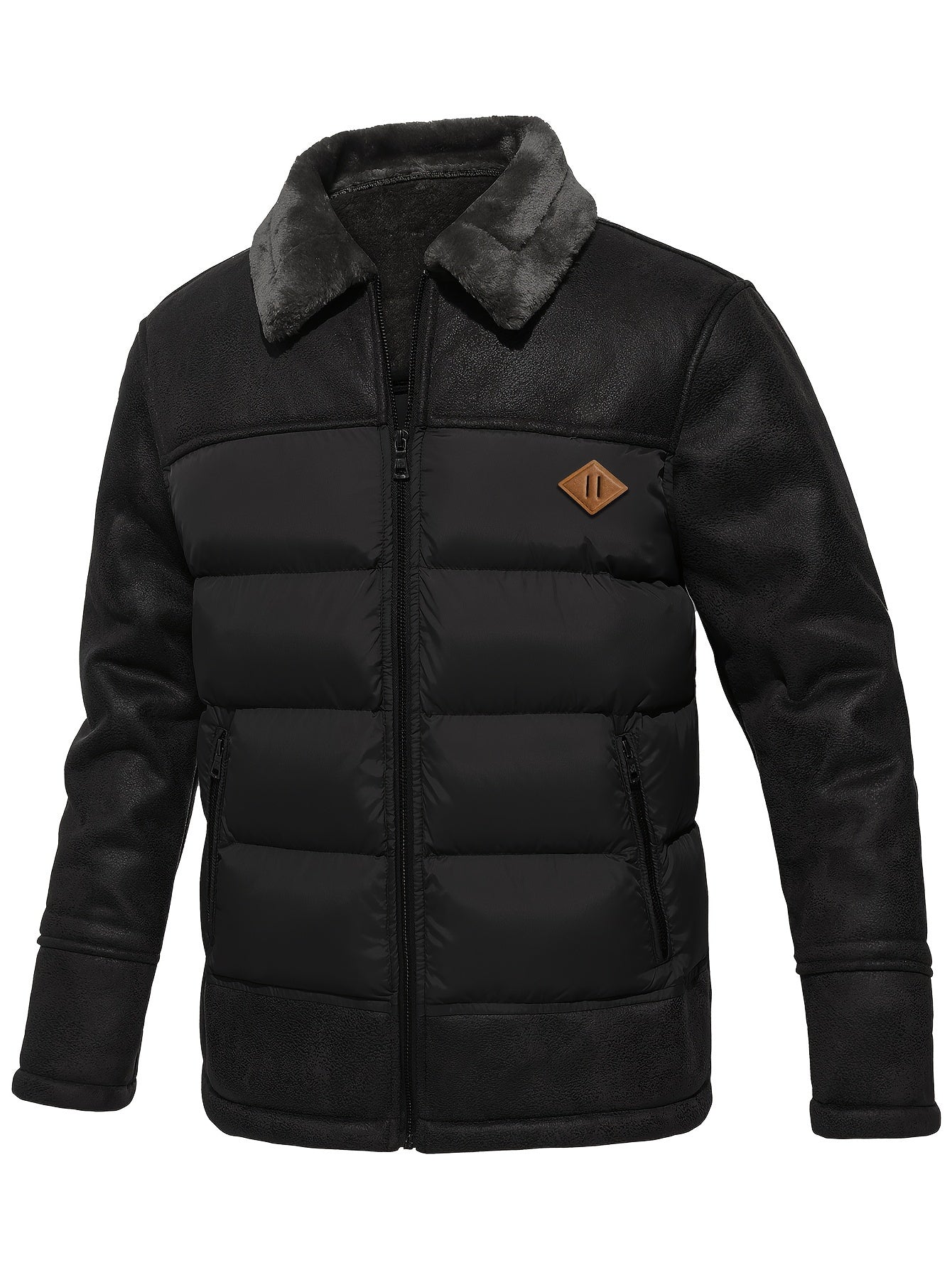 Warme Fleece Jas voor Heren Zwart Winterjas