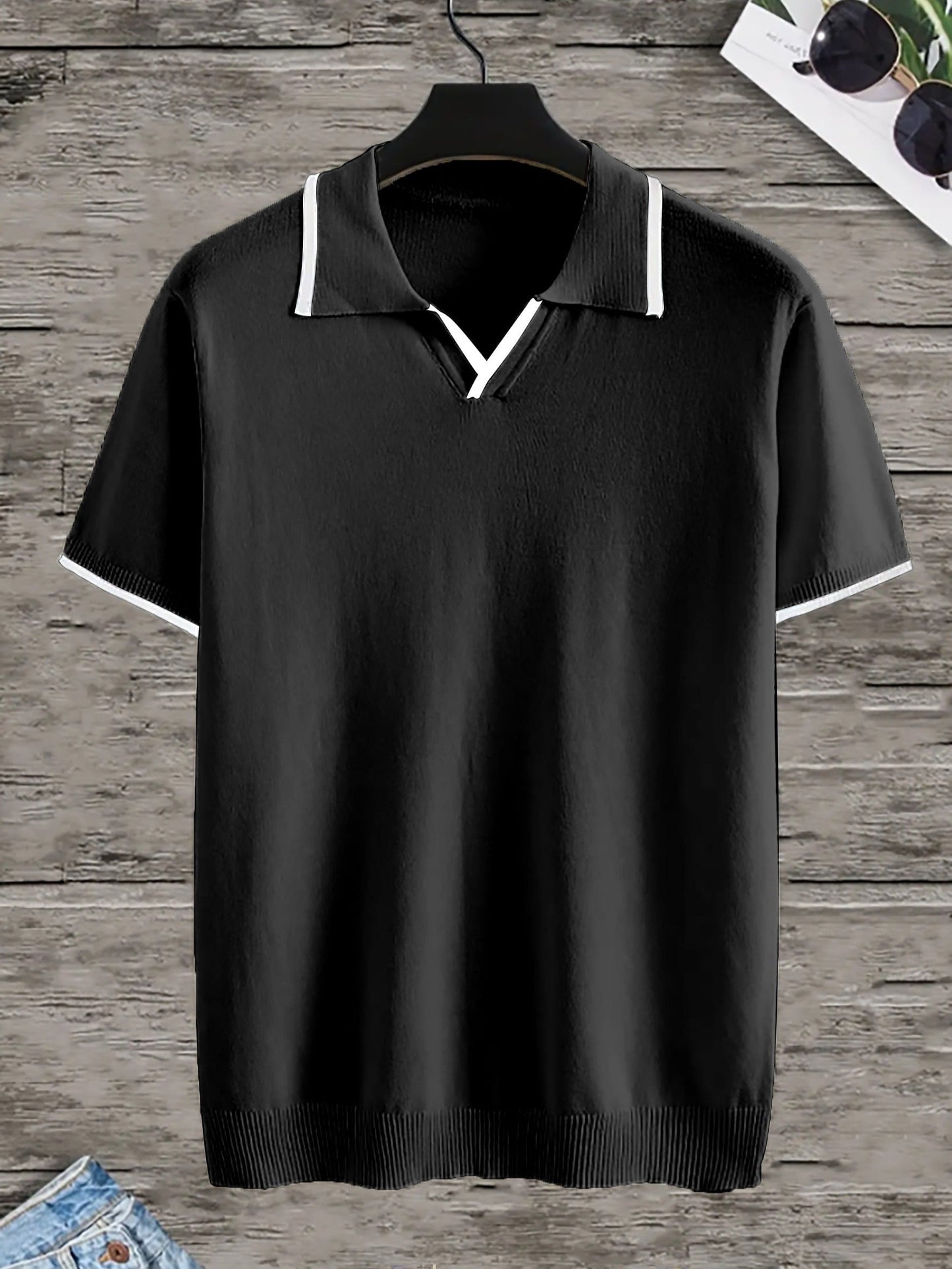 Heren Polo Shirt Zwarte Trendy Kwaliteit