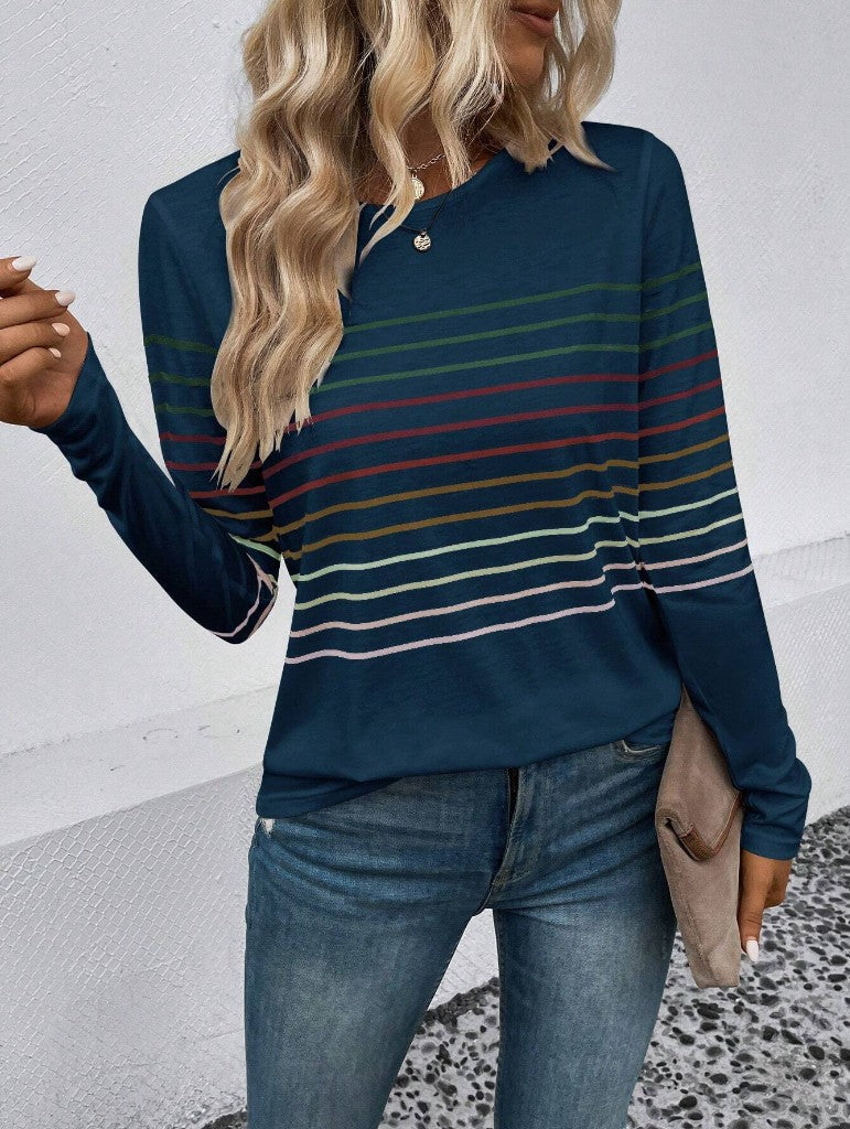 Dames T-shirt Lange Mouwen Streepjes Basic Stijlvol