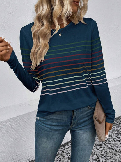 Dames T-shirt Lange Mouwen Streepjes Basic Stijlvol