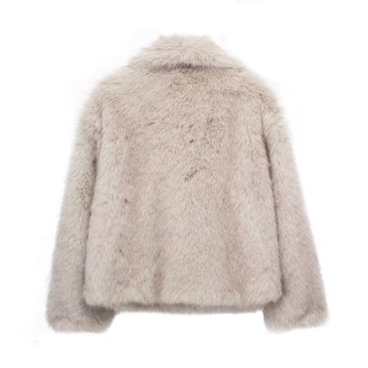 Dames Winterjas Pluche Kort Model met Kraag