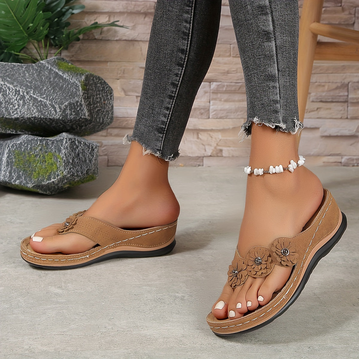 Dames Sandalen Bruin Comfortabel Zomer