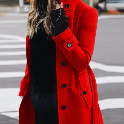 Dames Wollen Mantel Jas Warm en Elegант met Ceintuur
