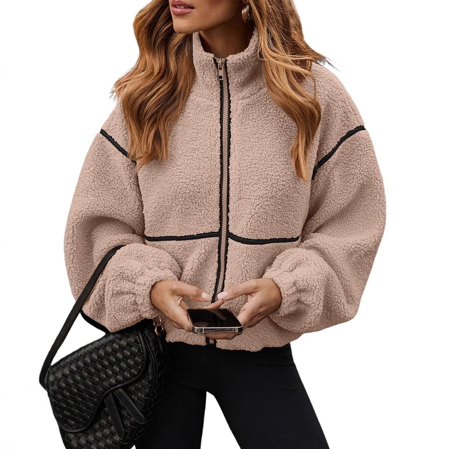 Dames Teddy Fleece Jas Warm Modern Design met Rits