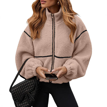 Dames Teddy Fleece Jas Warm Modern Design met Rits