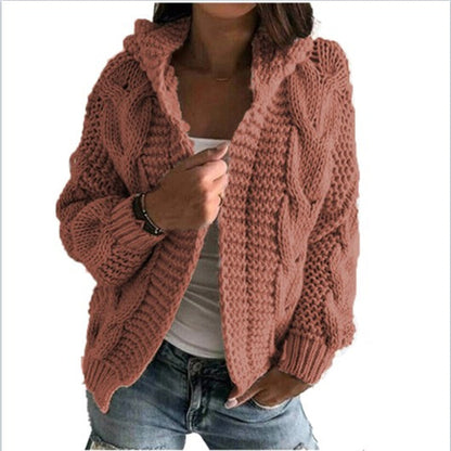 Dames Vest met Capuchon Gebreid Kabelpatroon