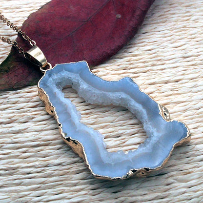 Kristallen Hanger met Natuurlijke Geode Edelsteen
