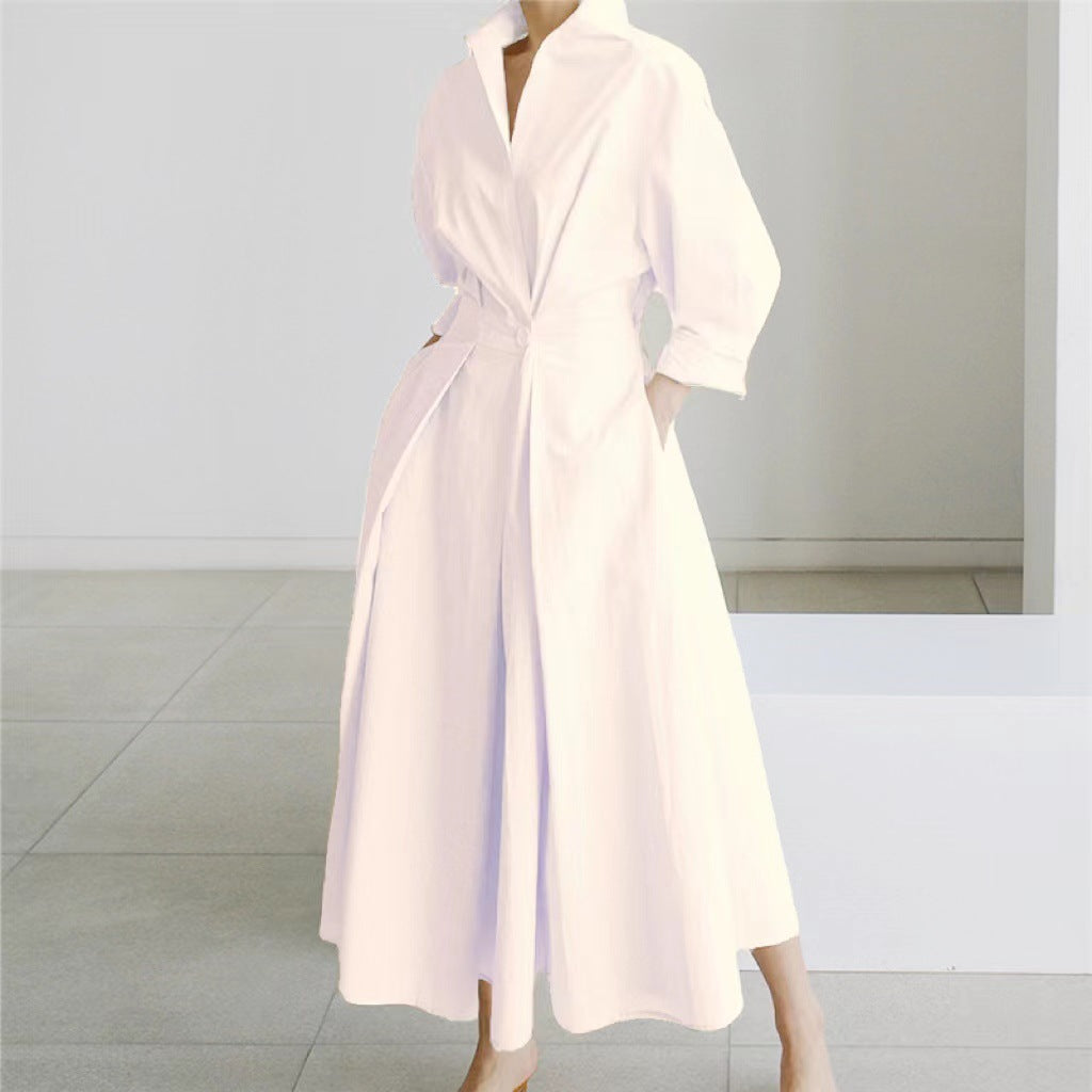 Dames Jurk met Overhemdkraag Elegante Stijl - Mode Vibes