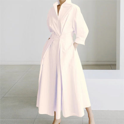 Dames Jurk met Overhemdkraag Elegante Stijl - Mode Vibes