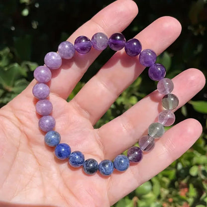 Edelsteen Armband met Amethist, Lepidoliet en Lapis Lazuli voor Rust