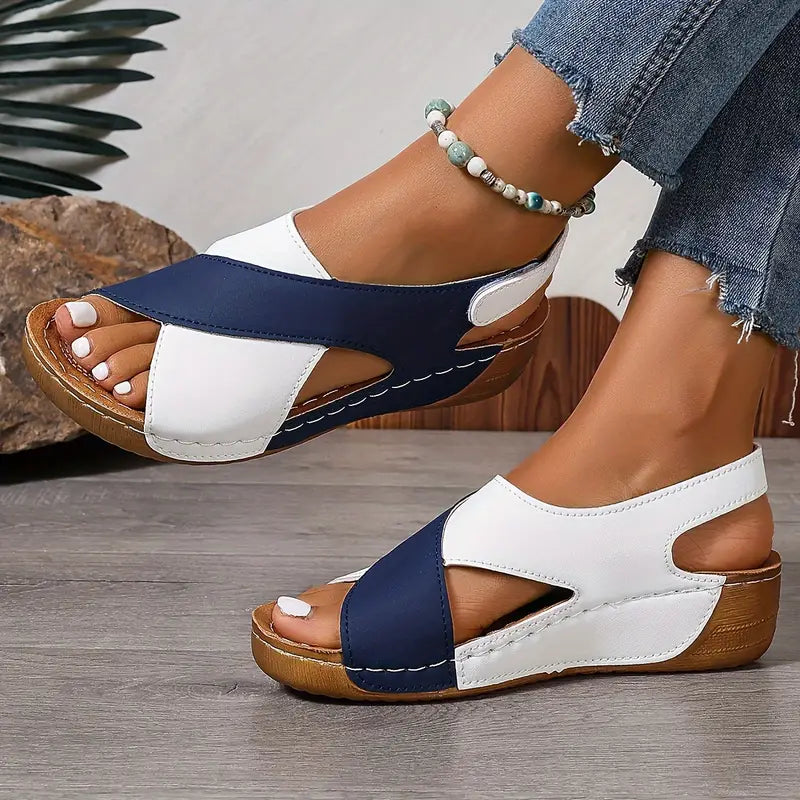 Dames Sandalen met Hoge Hak en Contrasterend Leer - Mode Vibes