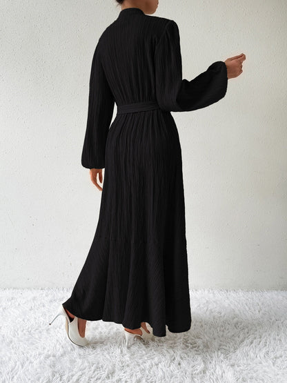 Vrouwelijke Jurk met Lange Mouwen en Taille Accent