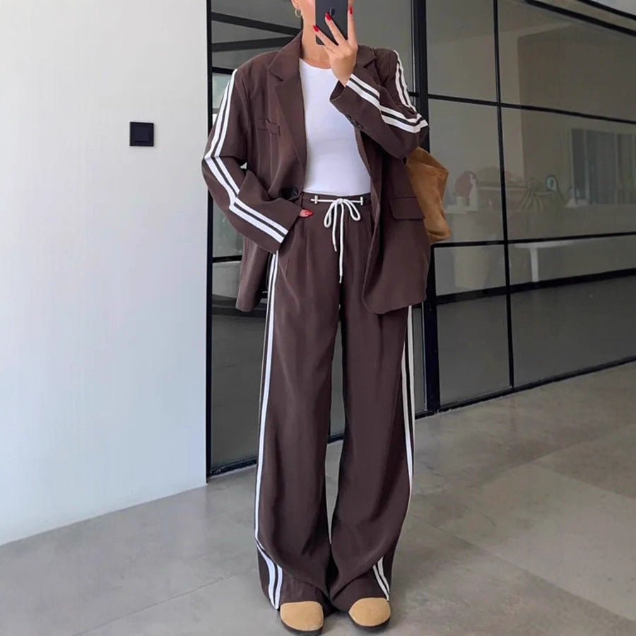 Dames Lounge Set Wijd Blazer en Broek Trendy - Mode Vibes