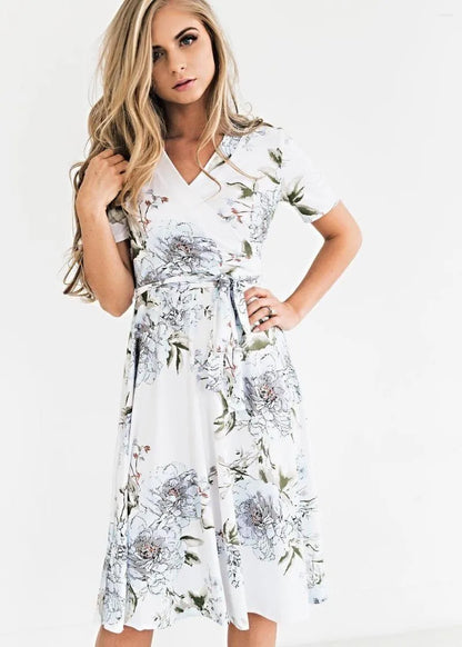 Gebloemde Midi Jurk voor Vrouw Zomer