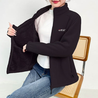 Dames Fleece Jas Warm en Zacht met Rits en Opstaande Kraag
