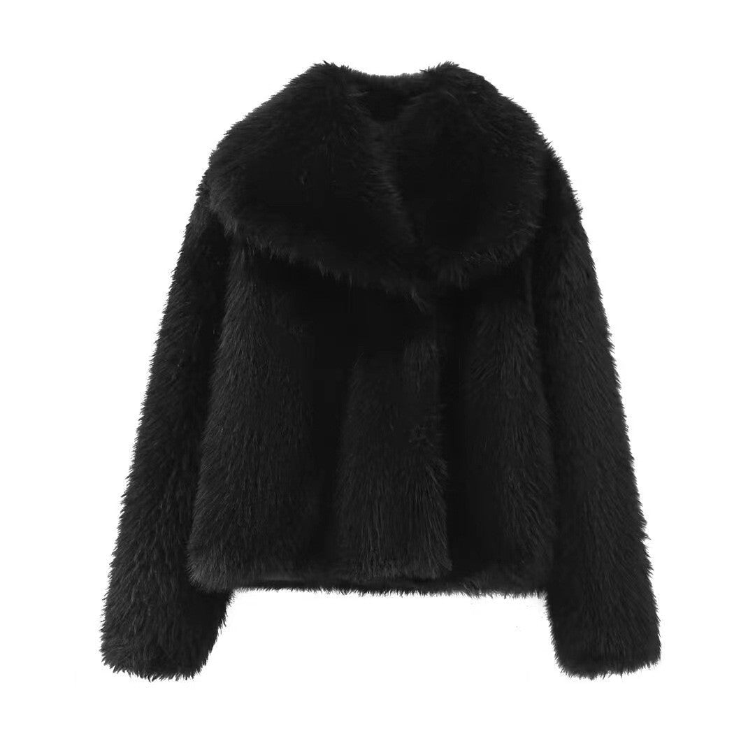 Dames Faux Fur Jas Kort Oversized Luxe Zacht