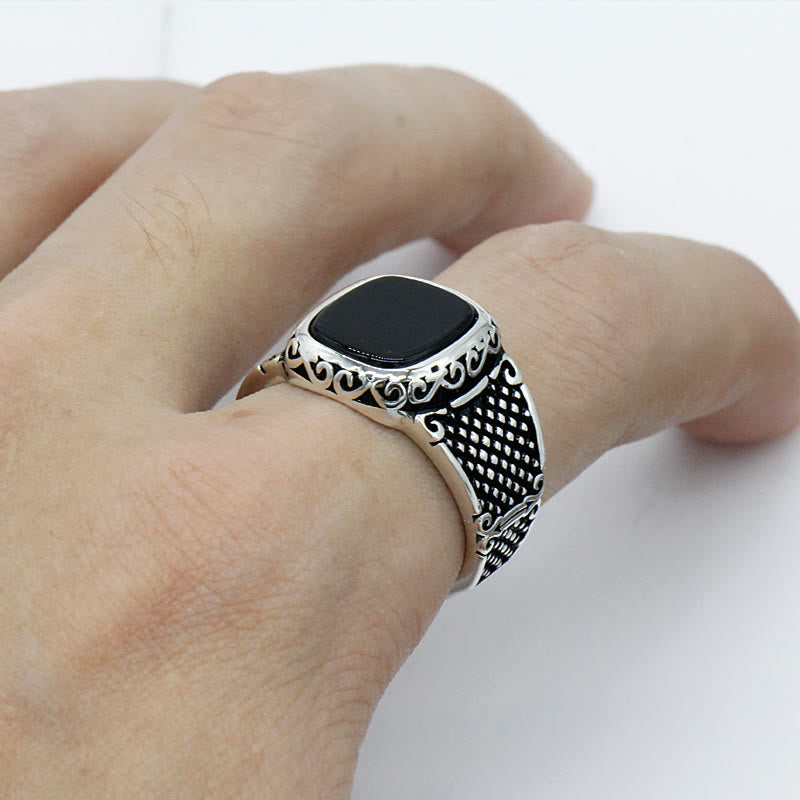 Zilveren Heren Ring met Zwarte Onyx Steen