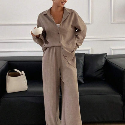 Dames Linnen Set Elegante Trendy Outfit - Mode Vibes