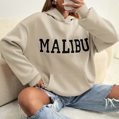 Dames Hoodie Malibu Print Zacht en Casual - Mode Vibes