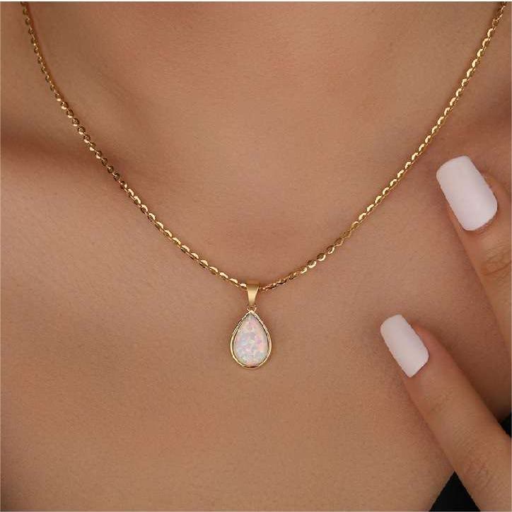 Opaal Hanger Ketting Natuurlijke Steen 18K Goud