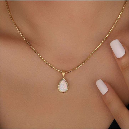 Opaal Hanger Ketting Natuurlijke Steen 18K Goud