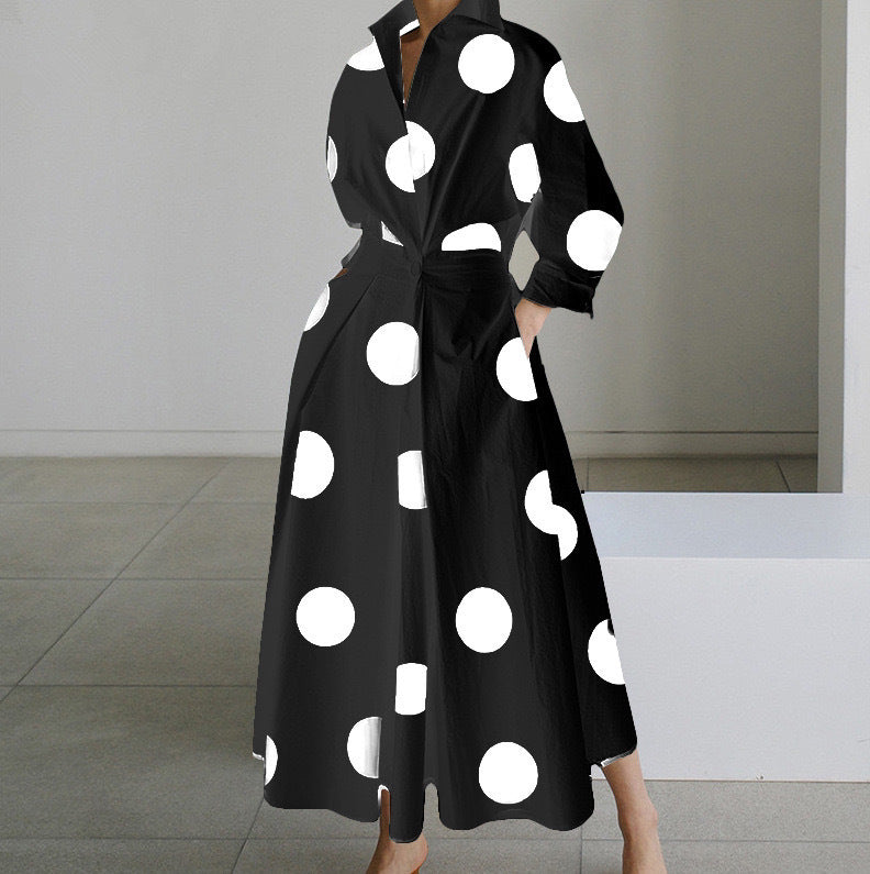 Dames Jurk met Overhemdkraag Elegante Stijl
