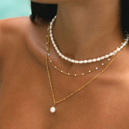 Kralen Choker met Witte Emaille Halsketting