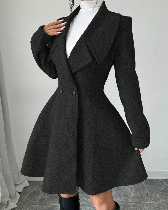 Dames Wollen Jas Elegante Look Getailleerd Model