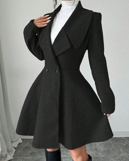 Dames Wollen Jas Elegante Look Getailleerd Model