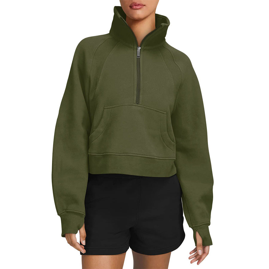 Dames Sweatshirt Sportief Comfortabel met Halve Rits