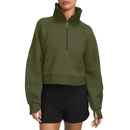 Dames Sweatshirt Sportief Comfortabel met Halve Rits