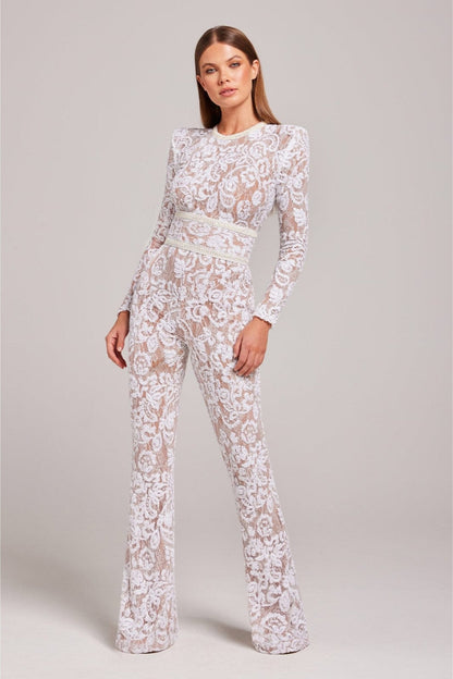 Vrouwelijke Jumpsuit Lange Mouw Met Pailletten en Kant