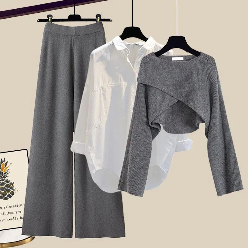 Dames Driedelige Set Comfortabele Pasvorm Lange Mouwen - Mode Vibes
