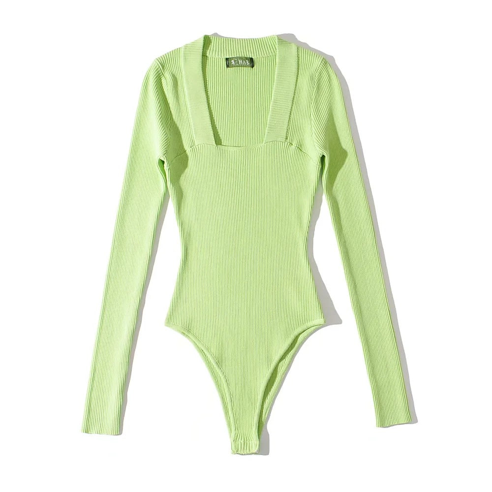 Dames Body Retro Geribd met Vierkant Halslijn