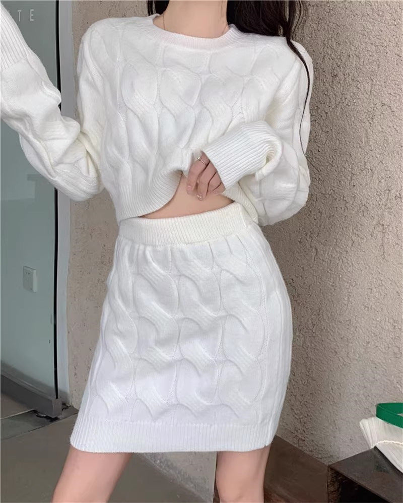 Dames Gebreide Set met Rok en Trui Tweedelig Stijlvol