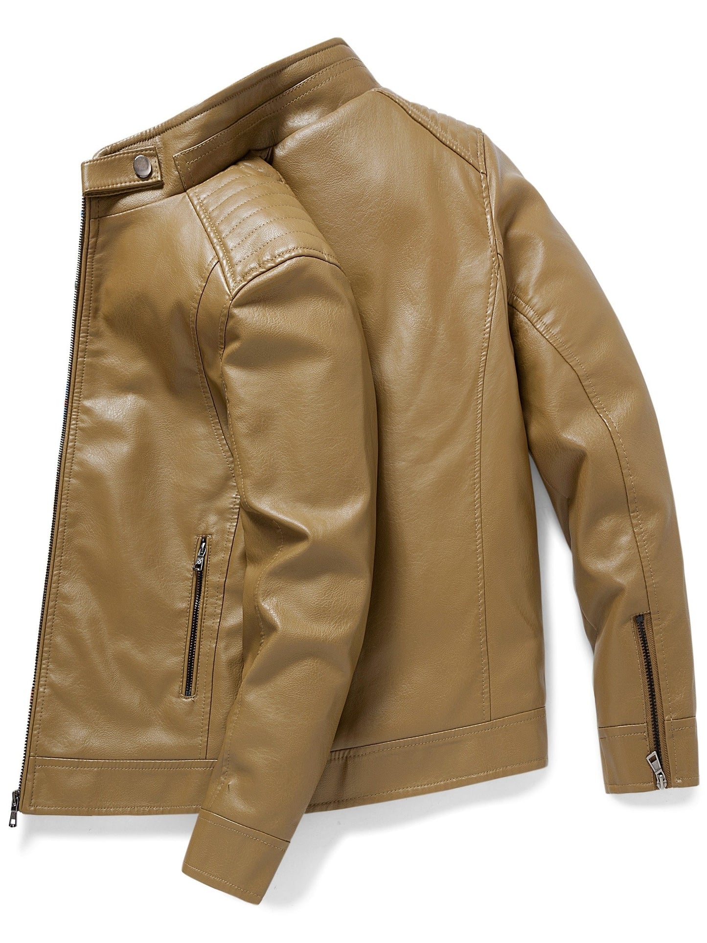 Demetrio | Elegante giacca in pelle con tasche a zip