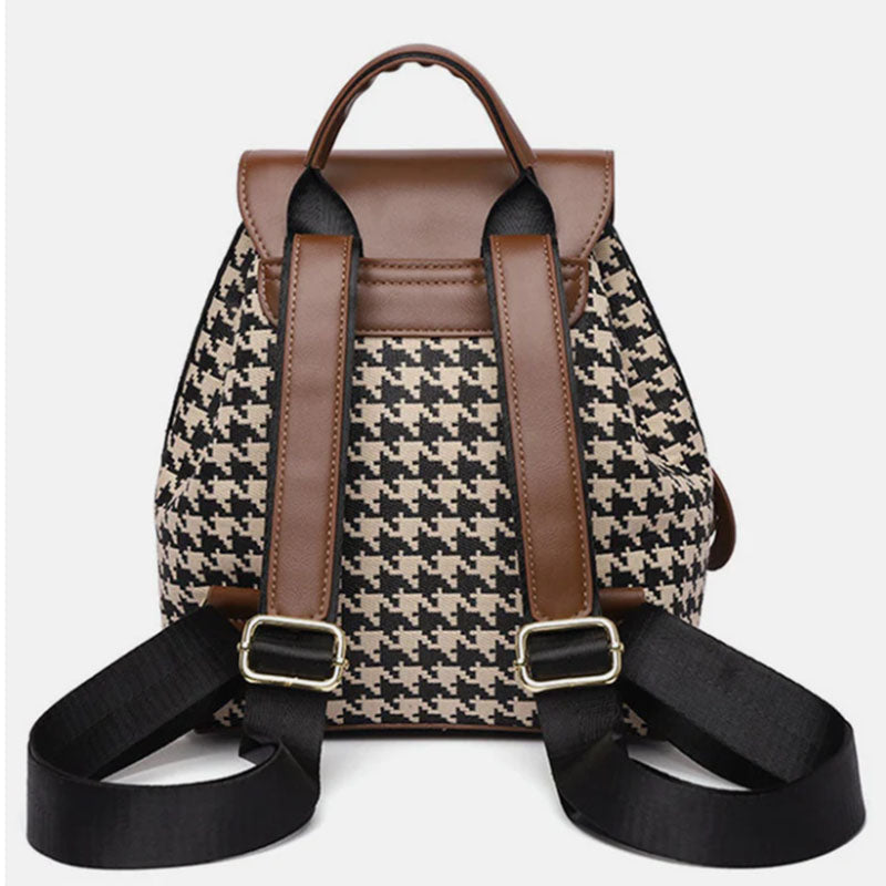 Dames Rugzak met Houndstooth Patroon Trendy en Veelzijdig