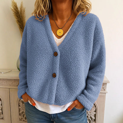 Dames Fleece Vest Warm met V-hals en Knopen