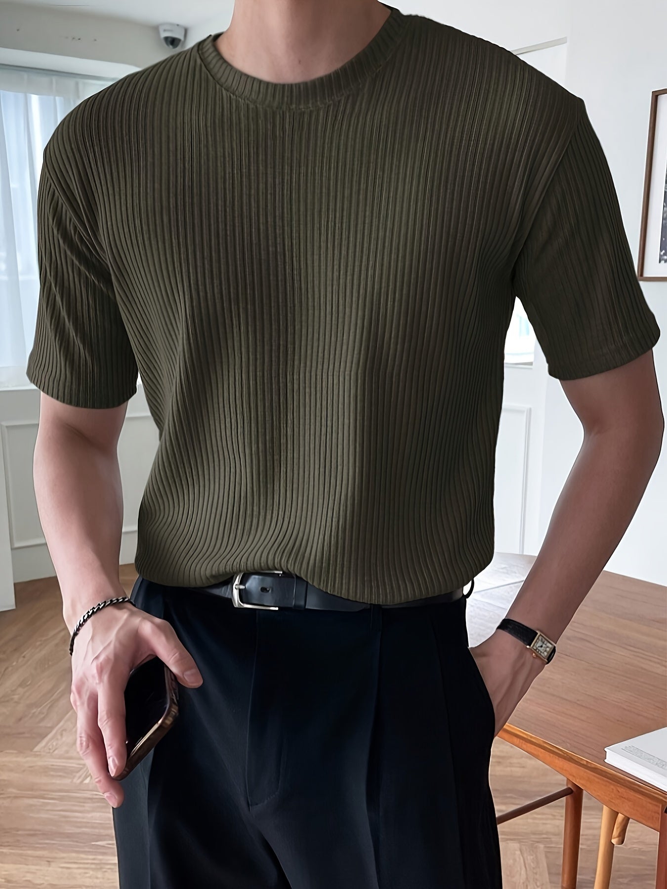 Heren T-shirt Groen Luchtig Katoen Milan - Mode Vibes