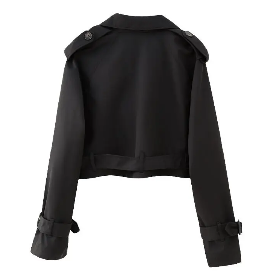 Klassieke Korte Trenchcoat Stijlvol Vintage Look