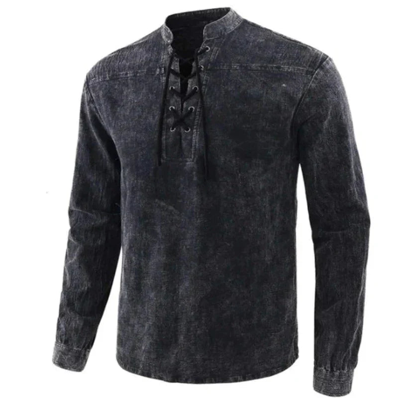 Heren V-hals Shirt Casual Katoen