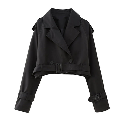 Klassieke Korte Trenchcoat Stijlvol Vintage Look