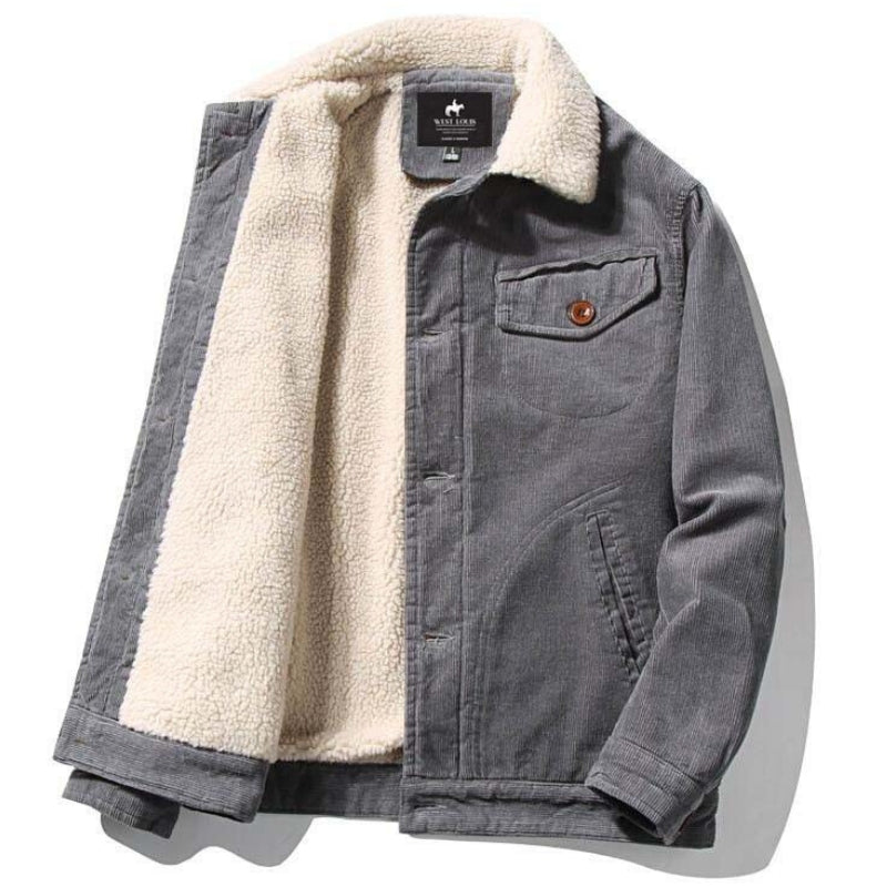 Herenjack Corduroy Bont Gevoerd Donkerblauw Warm - Mode Vibes