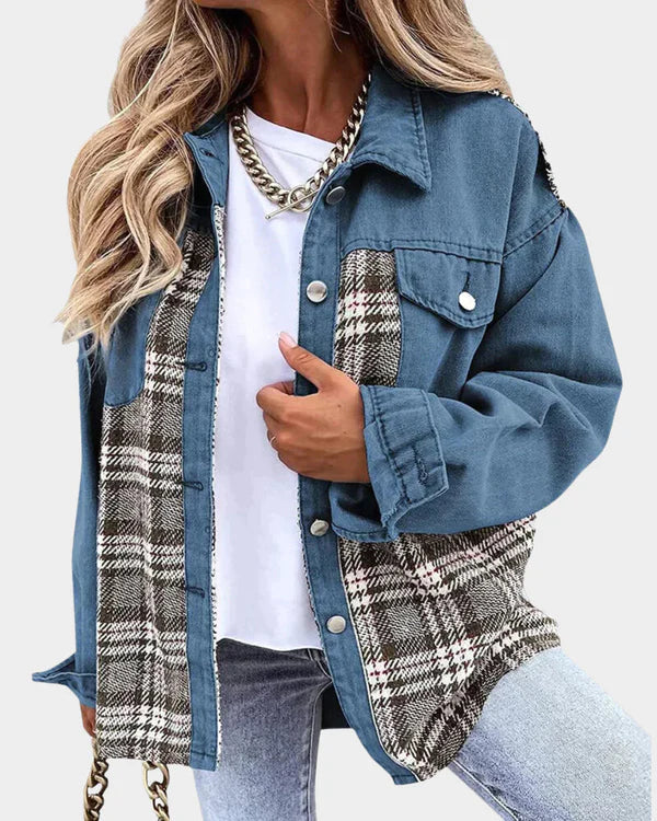 Geruite Jas Casual Chic voor Dames